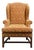 Henredon Furniture Traditional Gold & Terracotta Scrolling Demask Upholstered Accent Wingback Arm Chair For Sale