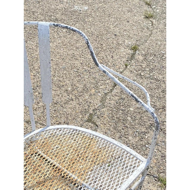 White Vintage Mid Century Modern Wrought Iron Sculptural Garden Patio Loveseat Sofa For Sale - Image 8 of 11