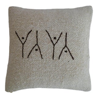 Primitive Pattern Turkish Kilim Rug Pillow Cover For Sale