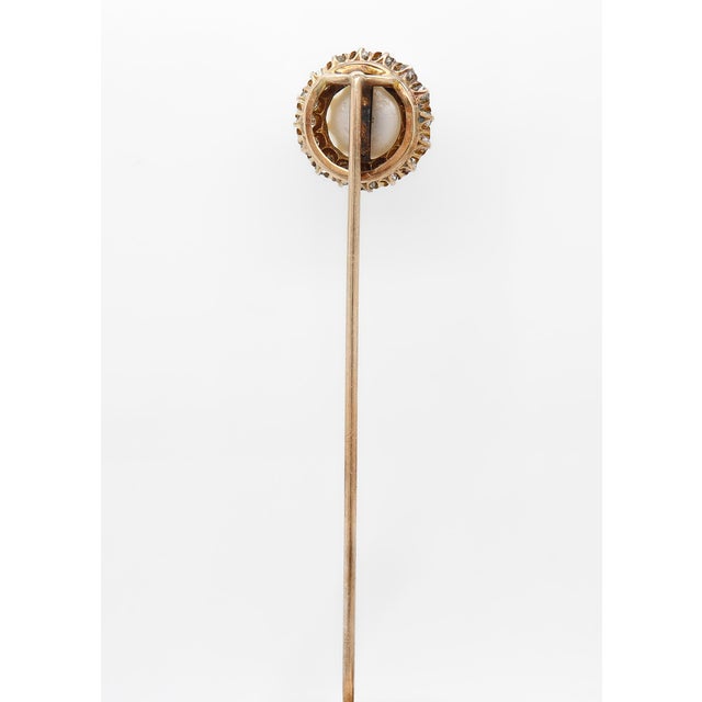 Mid 20th Century Vintage Mid-Century 14k Gold, Mabe Pearl, and Diamond Stickpin For Sale - Image 5 of 12