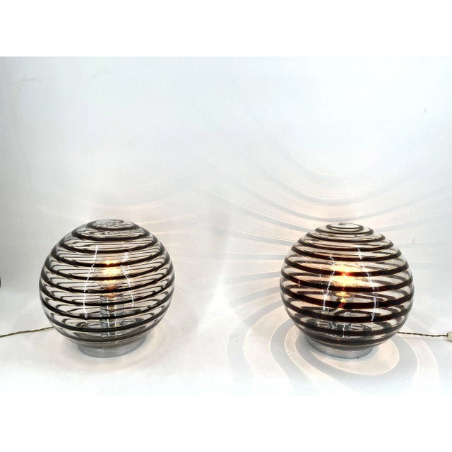 Murano Glass Swirl Table Lamps, 1970s, Set of 2 For Sale - Image 10 of 12