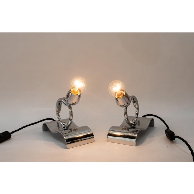 Vintage Art Deco Chrome Table Lamps, 1920s, Set of 2 For Sale - Image 11 of 16