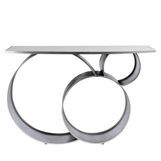 Contemporary Blake Marble Top Silver Console Table