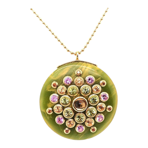 Mark Davis 18 Karat Yellow Gold Necklace With Jeweled Pendant