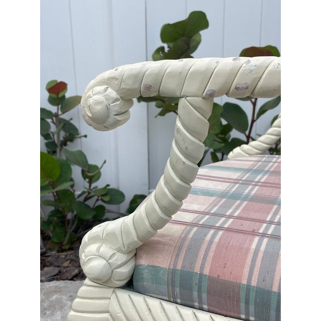 Vintage Twisted Rope Carved Wood Arm Chairs - A Pair For Sale In Tampa - Image 6 of 10