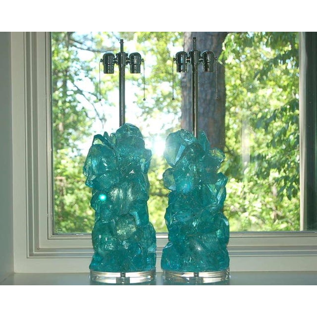 This beautiful pair of AQUA cluster lamps is made of tumbled recycled glass. ROCK CANDY - eco-friendly art pieces that...