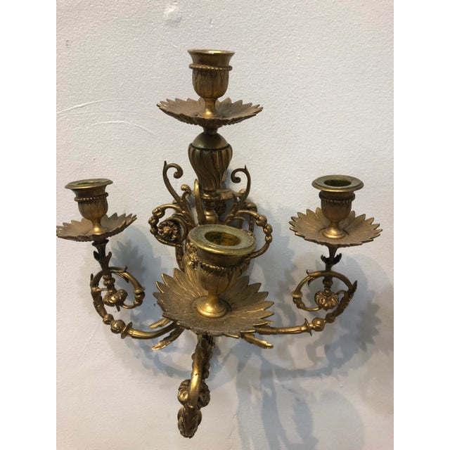 Metal 1950s Hollywood Regency Brass Wall Sconces - a Pair For Sale - Image 7 of 11
