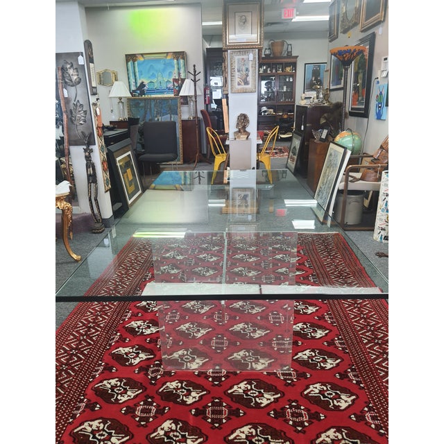 Make this stunning Mid Century Modern lucite and chrome dining table Tri-Mark style your next statement piece! The glass...