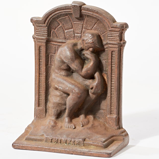 Single bookend by Verona.of The Thinker. Nice rust patina.