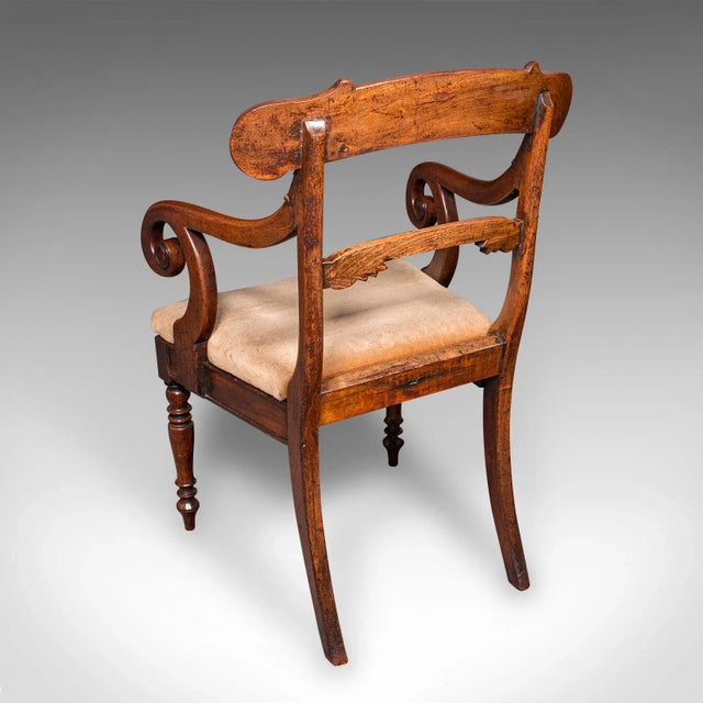 Pair of Antique Morning Room Chairs, English, Elbow Seat, Regency, Circa 1820 For Sale - Image 4 of 12