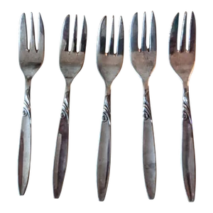 Angora Early 20th Century Cake Pudding Forks- Set of 5