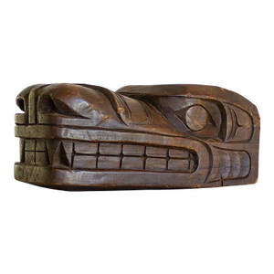 Grizzly Bear Wooden Totem Head Carving by Kwakuitl Indian Godfrey Hunt