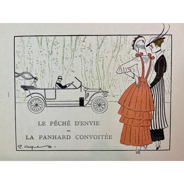 An advertisement for Panhard automobiles by E. Ayres created using the labor intensive pochoir method. In this ad, two...
