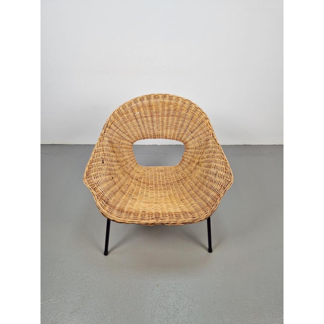 Black Vintage Rattan Lounge Chair with Tube Frame by Dirk van Sliedregt for Gebroeders Jonkers, 1960s For Sale - Image 8 of 14
