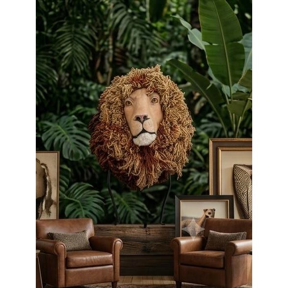 1980s Vintage Faux Lion Head Taxidermy Wall Decor For Sale - Image 5 of 10