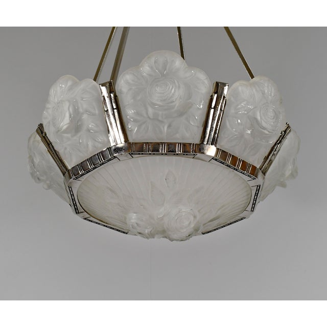 Silver French Art Deco Chandelier by Maurice Model Cristalleries De Verdun - 1930s France For Sale - Image 8 of 10