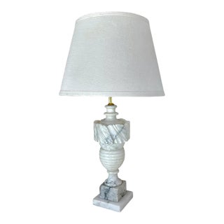 Single Italian Urn Neoclassic Alabaster Table Lamp For Sale