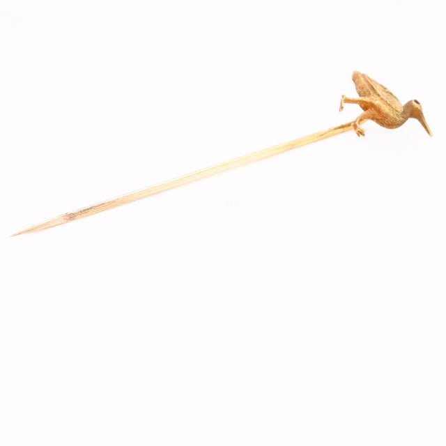 Vintage 14k Gold & Ruby Figural Sand Piper Stickpin For Sale - Image 9 of 9