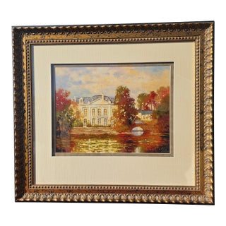 1990s Ethan Allen Custom Distressed Framed Art Suite Series C Estate on the Water For Sale