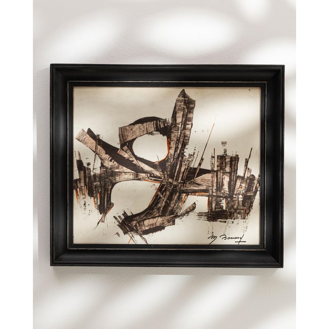 Mid 20th Century France Brown Wood Painting For Sale - Image 4 of 15