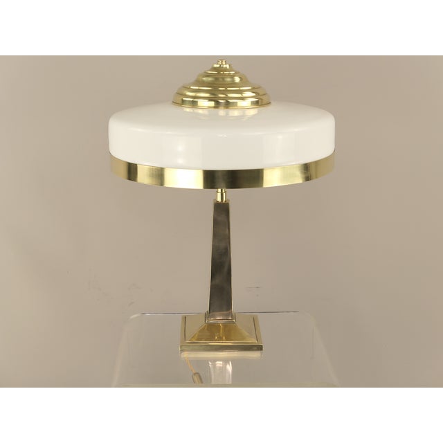 Art Deco Brass Table Lamp with Glass, Vienna, 1925 For Sale - Image 6 of 11