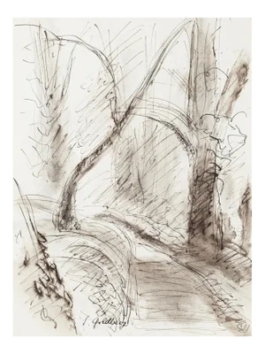 Forest - Original Ink and Watercolor by S. Goldberg - 1950s 1950s