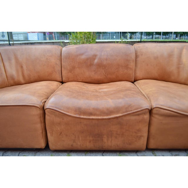 Vintage DS 15 Modular Cognac Saddle Leather Sofa from de Sede, 1970s, Set of 3 For Sale - Image 12 of 18