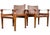 Suede and Teak Open Frame Safari Chairs with Sling Arms, 2000s, Set of 2 For Sale - Image 4 of 14