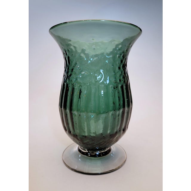 Mid-Century Modern Mid Century Textured Blenko Footed Vase For Sale - Image 3 of 11