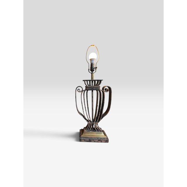 1990s 1991 Monumental Chapman Patinated Iron & Brass Urn Table Lamps - a Pair For Sale - Image 5 of 11