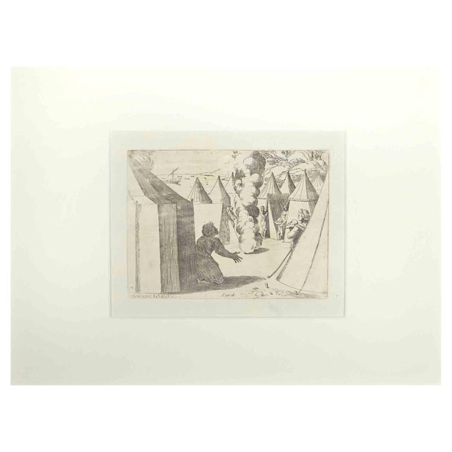 Giovanni Lanfranco, Exodus 16, Old Testament Story, Etching, 1607 For Sale