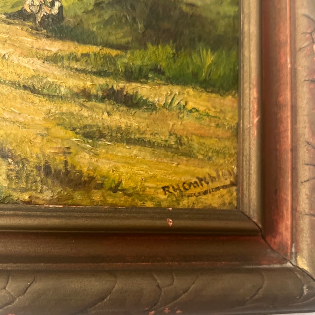 20th Century European School Oil on Board by r.h. Crachler Depicting Bucolic Landscape Signed Framed For Sale In Washington DC - Image 6 of 8