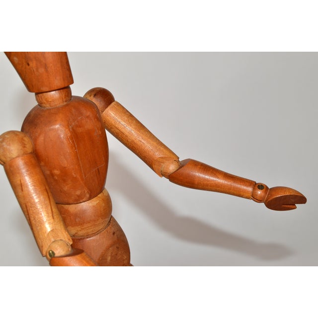 1950 Morilla Maniquette Japan Large Carved Wood Articulated Mannequin Figure For Sale - Image 9 of 15