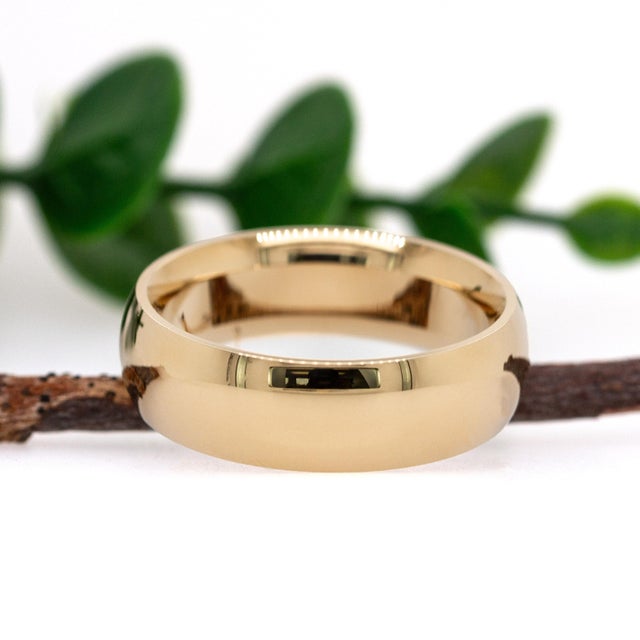 7mm Half Round Comfort Fit Wedding Band: Solid 14k Yellow Gold, Size 10 For Sale - Image 4 of 5