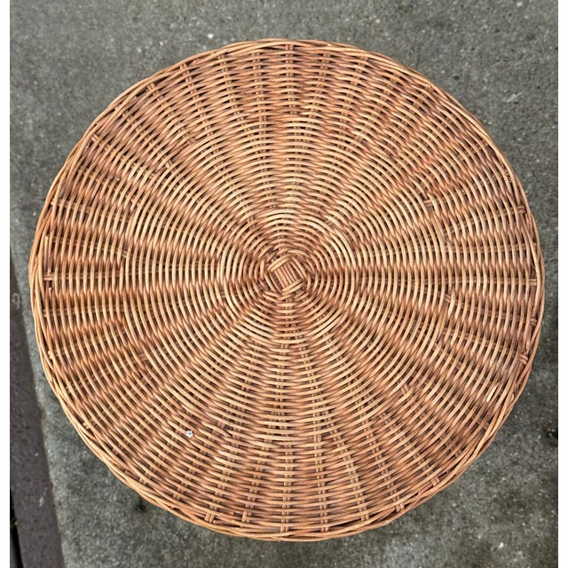 Rattan and Wrought Iron Vanity Table with Mirror and Bench, 1960s, Set of 2 For Sale - Image 10 of 18