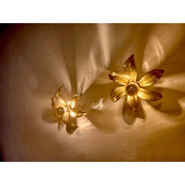 Gold Vintage Shaped Brass Wall Lights, 1970s, Set of 2 For Sale - Image 8 of 11