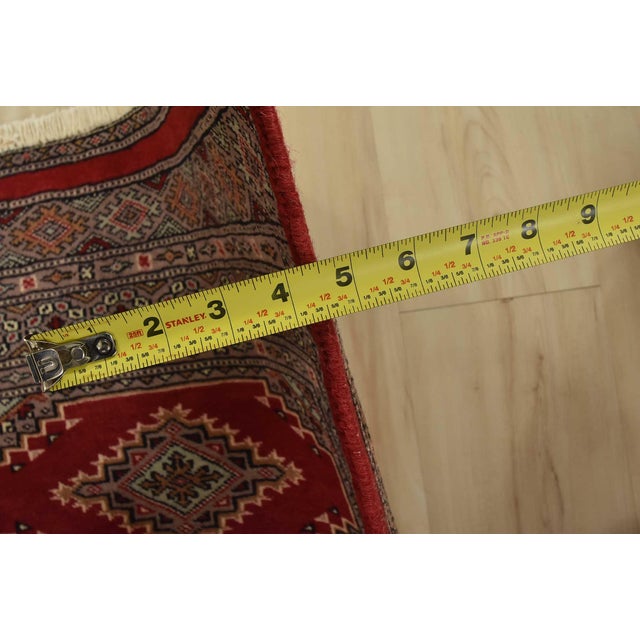 Textile Bokhara Jaldar Rug 2’7” X 4’2” Red Wool Tribal Hand-Knotted Oriental Carpet For Sale - Image 7 of 9