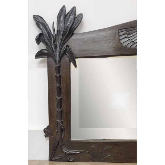 Art Deco Egyptian Revival Walnut Mirrors, 1920, Set of 2 For Sale - Image 4 of 16