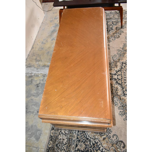 Linen Vintage Caswell-Runyan Cedar Hope Chest – Art Deco Blanket Trunk-Lock Removed For Sale - Image 8 of 13