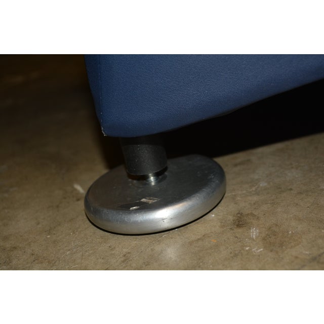 Vintage Pair Gerard Van Den Berg Montis Blue Leather Loge Easy / Lounge Chairs & Footstools For Sale - Image 14 of 18