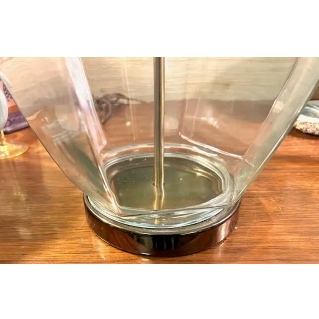 Mid Century Clear Glass Lamp, Signed For Sale - Image 4 of 5