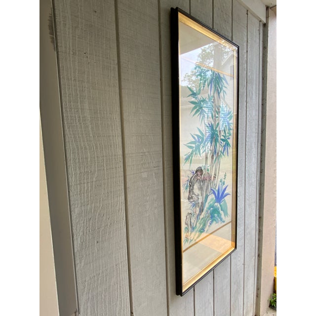 Chinoiserie Mid 20th Century Watercolor on Silk For Sale - Image 3 of 12