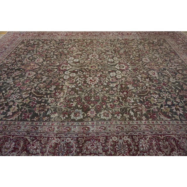 Fantastic Chocolate Brown Color and Floran Desing Antique Persian Khorassan Moud Rug For Sale - Image 15 of 15