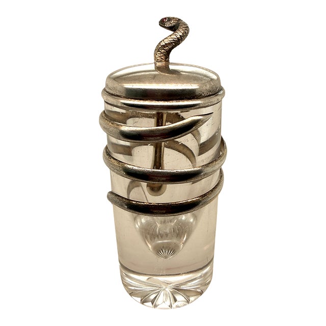 Rare Tiffany & Co. Sterling & Crystal Snake Perfume Bottle, 1891–1902 For Sale