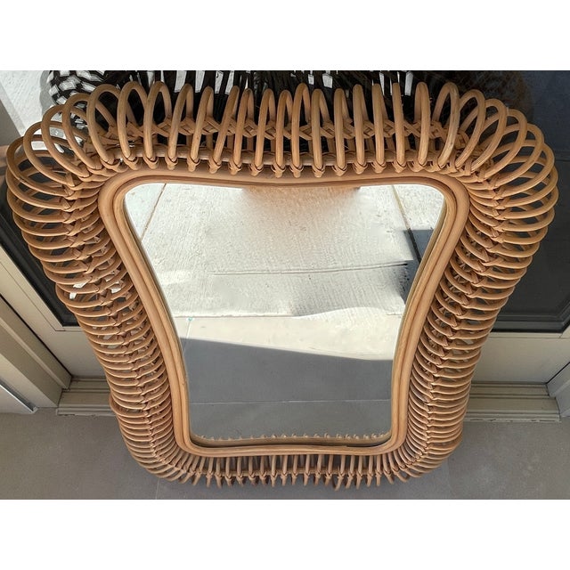 1960s 1960s French Inspired Beautiful Rattan Mirror For Sale - Image 5 of 8