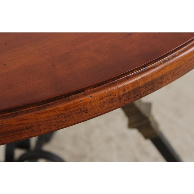 Metal Round Cherry Top Wrought Iron Base Dining or Center Table For Sale - Image 7 of 14