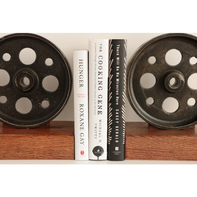 Late 20th Century Industrial Caster Bookends For Sale In Madison - Image 6 of 7