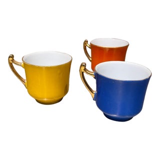 Vintage Porcelain Espresso/Demitasse Cup Chikaramachi Gold Castle Japan - Set of 3 For Sale