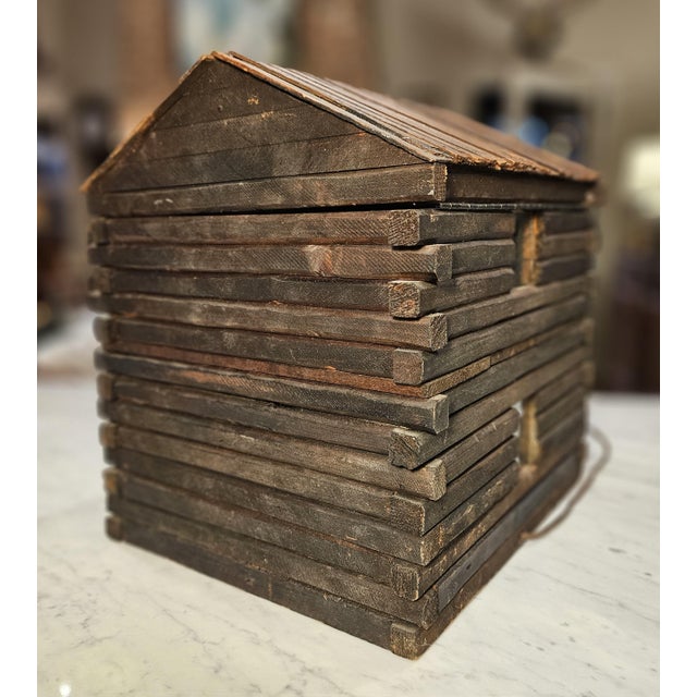 Wood 2 Story Folk Art Cabin Converted Into a Light, Likely From North Carolina, Circa 1940's For Sale - Image 7 of 12