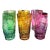 1960s Set of 6 multicolor cut to clear highball glasses attributed to Val St Lambert // cut crystal // midcentury glassware // elegant barware For Sale